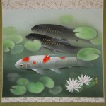 0079 Koi Fish (Carp): Water Lilies / Shukou Okamoto 002