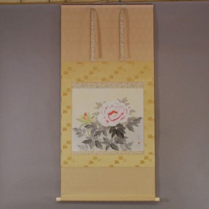 0090 Kakejiku with Peonies Painting / Teruko Shibata 001