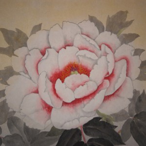 0090 Kakejiku with Peonies Painting / Teruko Shibata 003