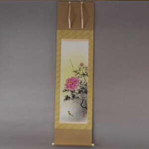 0096 Kakejiku with Peonies Painting / Kinshi Nakatani 001