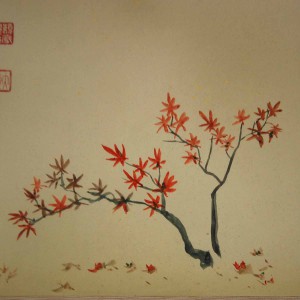 0102 Kakejiku with Autumn Leaves Painting / Raitei Arima 003