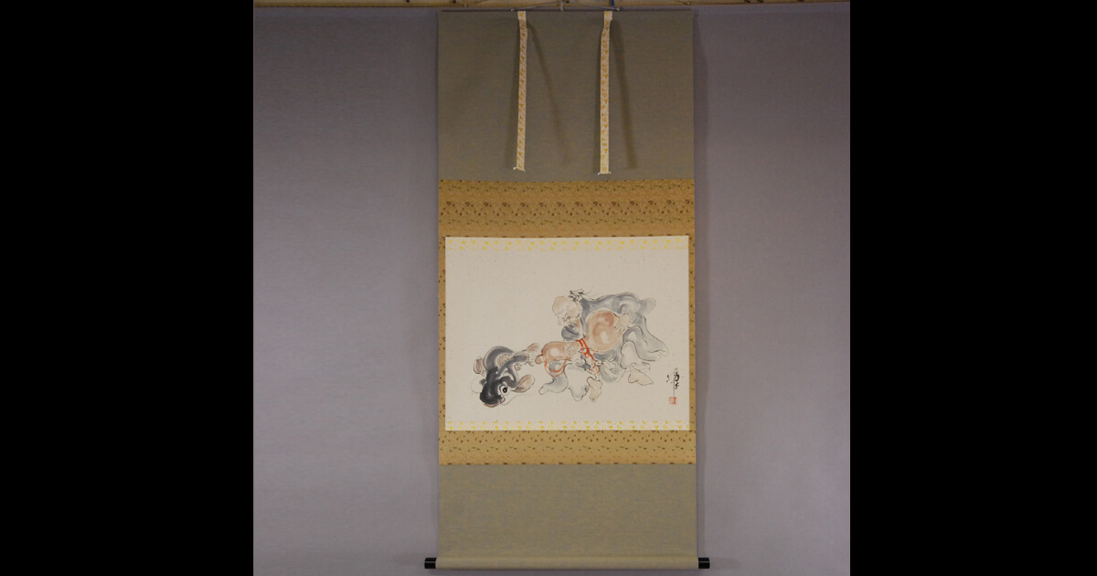 開店記念セール！ 1179 高橋翠延 掛軸 日本画 絹本 人形絵師 能