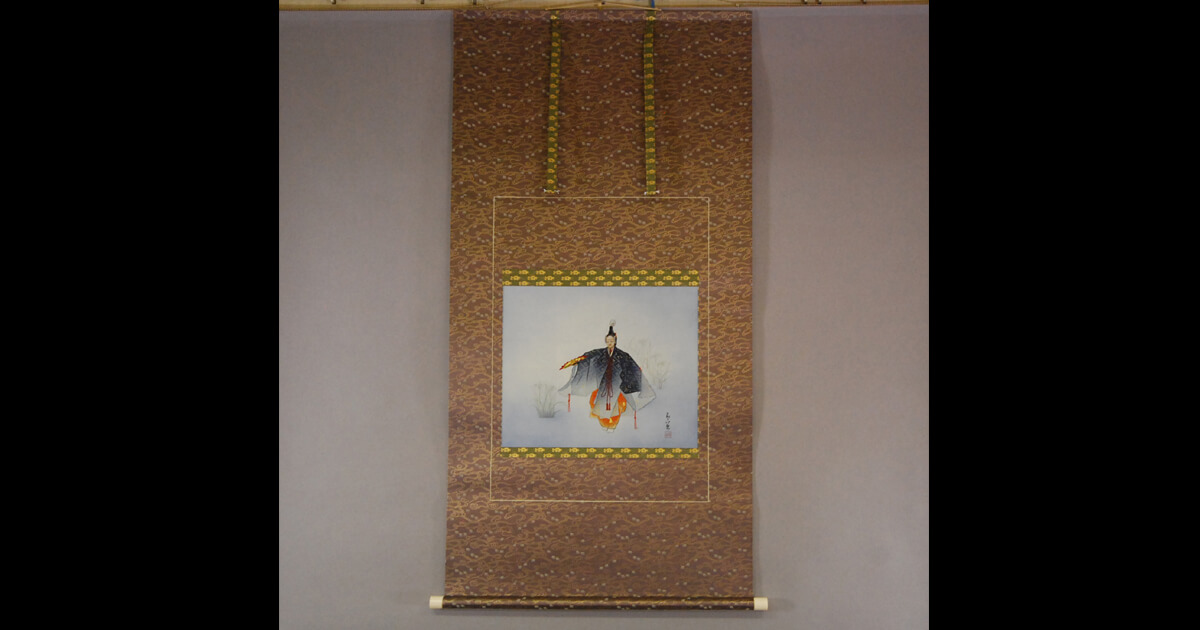 1179  高橋翠延 「杜若」 能画 人形絵師 絹本 日本画 掛軸 おもてなし 1179 高橋翠延 「杜若」 能画 人形絵師 絹本 日本画 掛軸 おもてなし