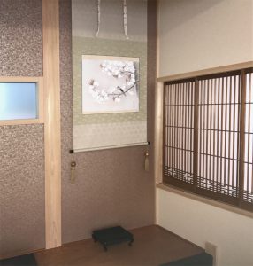 床の間 桜の掛軸