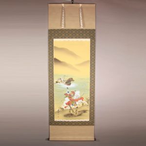 中島佳香　掛軸　武者　宇治川先陣