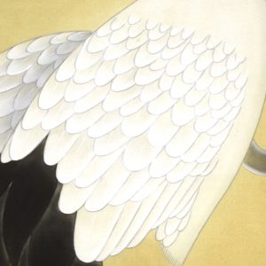 三宅和光　掛軸　双鶴　絹本