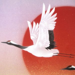 嶌晨朗 瑞翔 双鶴 掛軸