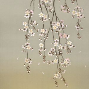 三宅和光　夜桜　絹本　掛軸　日本画