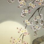 三宅和光　夜桜　絹本　掛軸　日本画