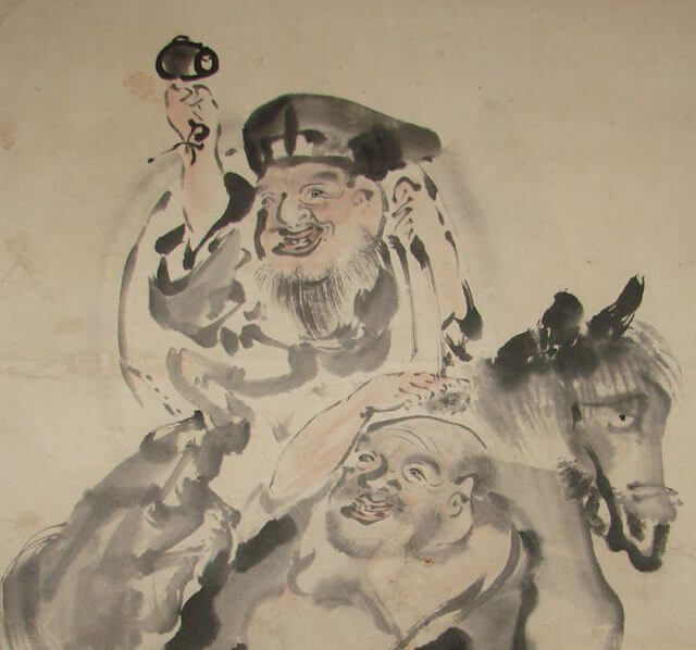 長安義信 恵比寿と布袋 掛軸