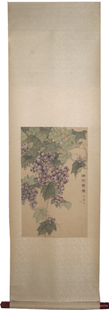 中国のお土産 掛軸 葡萄