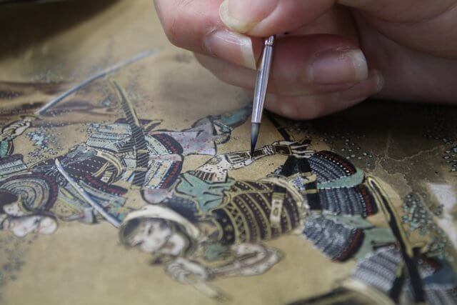 掛軸の修復　補彩