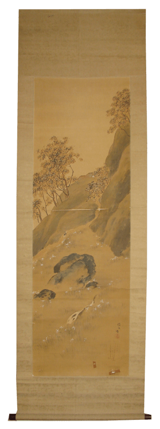 激しい折れがある 絹本の掛軸修理 | 高砂市 - 野村美術 