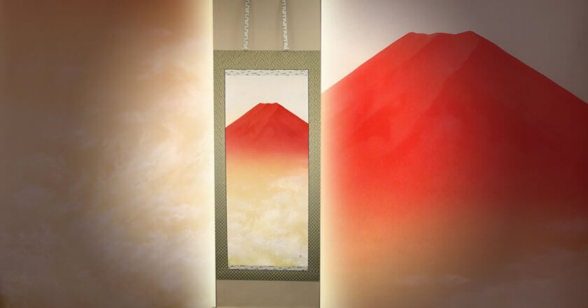 人気掛軸作家 中川幸彦 の別注赤富士作品を掛軸に仕立てる - 野村美術