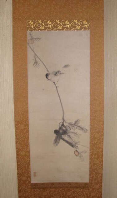 オーストラリア　花鳥　掛軸　修理